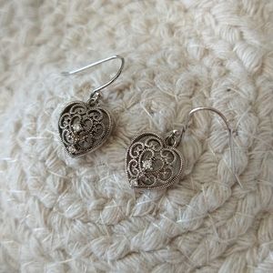Sterling Silver Dangly Heart Earrings